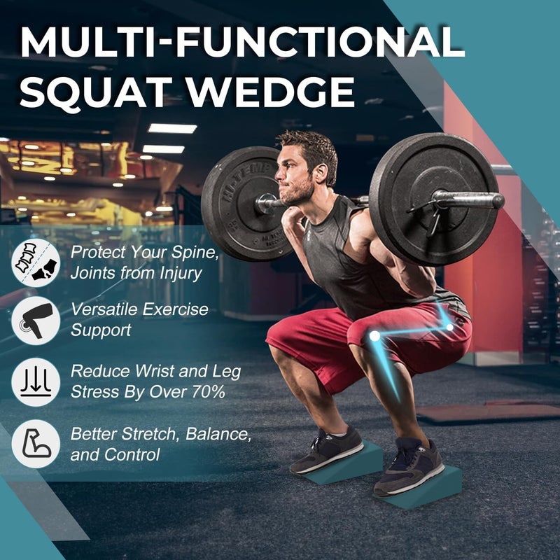 Greatshoot 2 Pack Squat Wedge, Supportive Foot Wrist Exercise Wedge for Squat, Yoga, Pushup, Balance, Stretch, Strength, Pilates, Plank, Physical Therapy - EVA Riser Block for Men & Women - Image 3